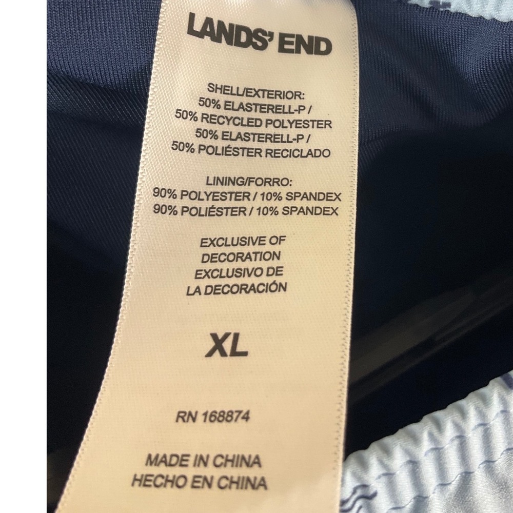 Lands End Mens XL Swim Trunks Blue Island Palm Tree‎ Sailboat UPF 50 NWT M24 - Picture 4 of 11